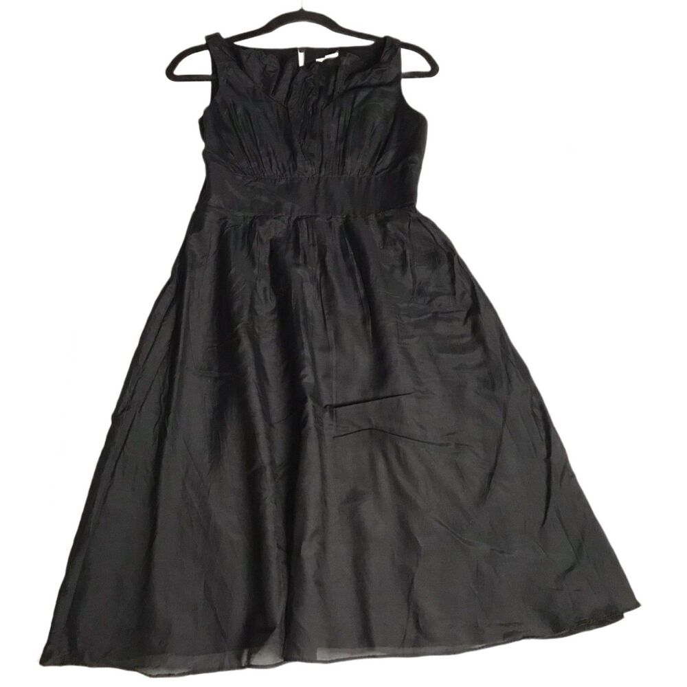 White House Black Market Black Silk Blend Fit Flare Dress Womens 2 Sleeveless